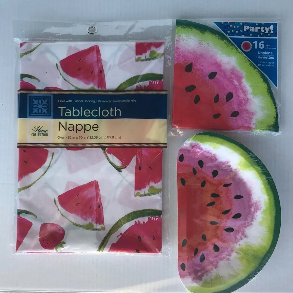 Watermelon Party Supplies - Watermelon Peva Tablecloth Snack Plates And …